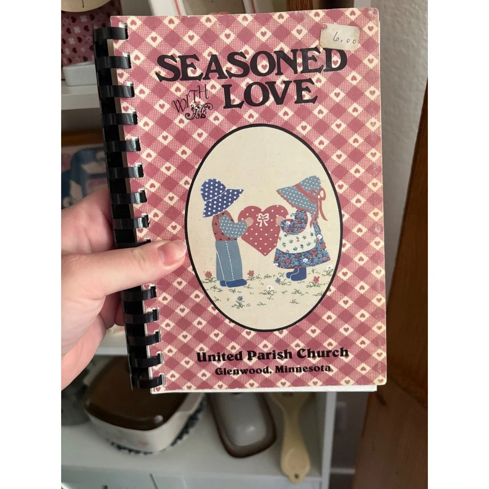Vintage 1978 Seasoned With Love Church Cookbook Glenwood MN Sunbonnet Sue Style